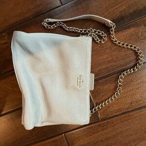 Kate Spade Cream Leather Crossbody Bag with Gold Chain